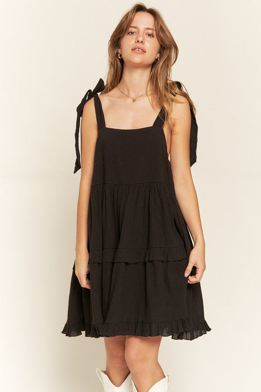 Plus Square Neck Ruffle Dress