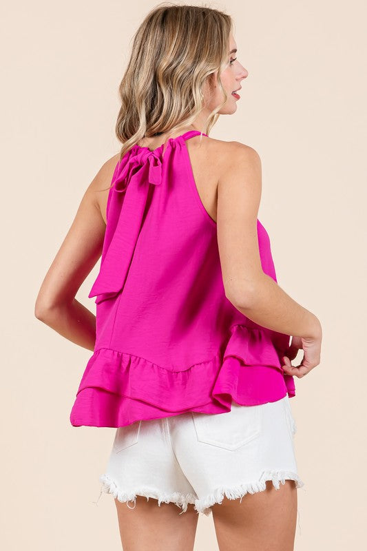 Plus Ruffle Trim Sleeveless Blouse