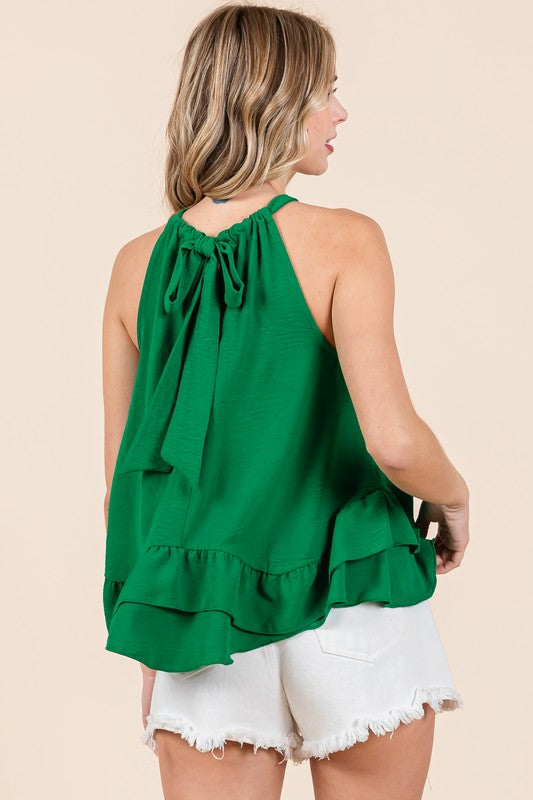 Plus Ruffle Trim Sleeveless Blouse