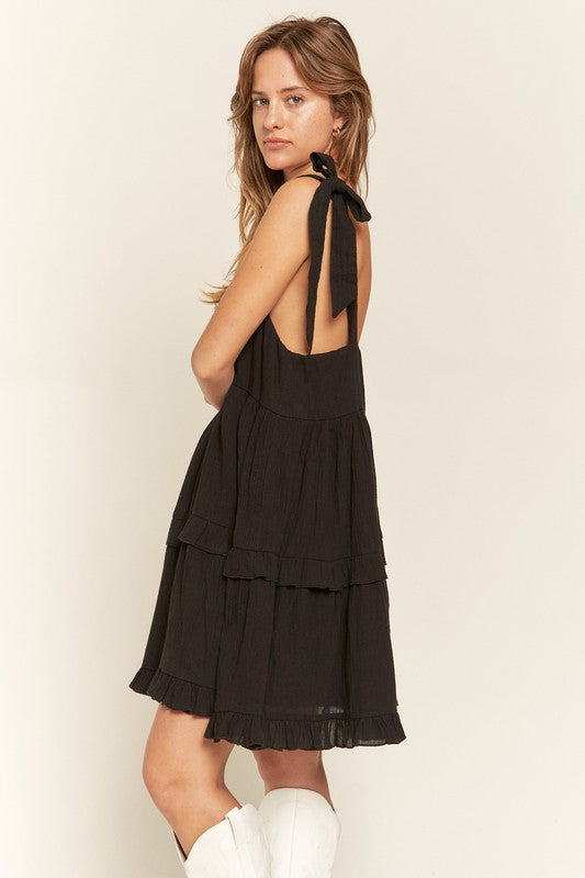 Plus Square Neck Ruffle Dress