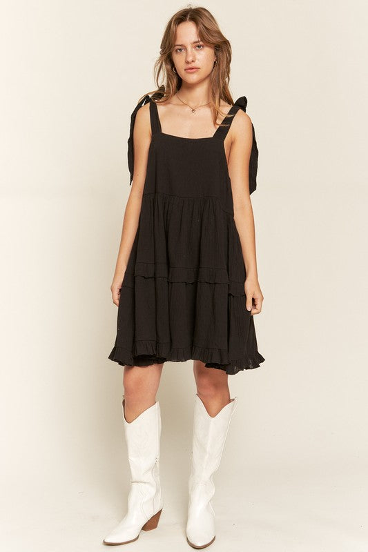 Plus Square Neck Ruffle Dress