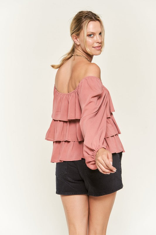 Plus Tiered Flounce Designed Blouse