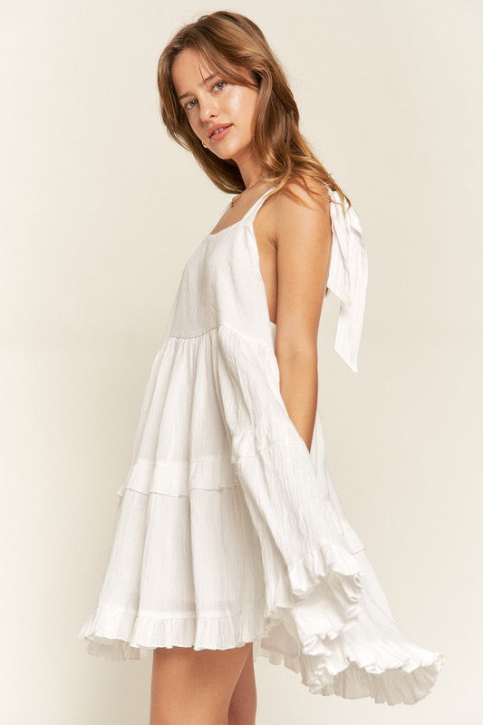 Plus Square Neck Ruffle Dress