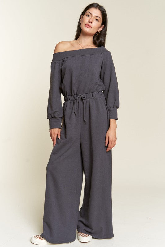 PLUS ONE SHOULDER TERRY JUMPSUIT