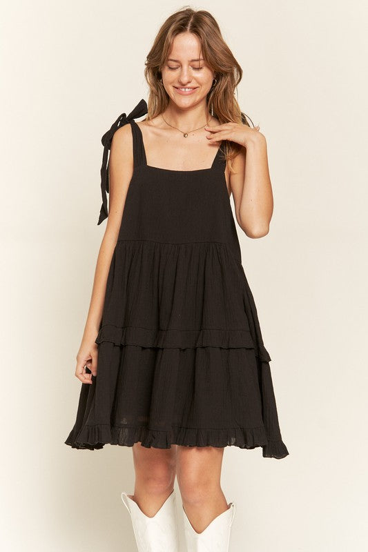 Plus Square Neck Ruffle Dress