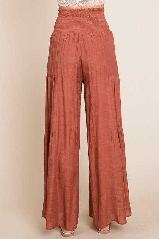 Plus Tie Front Ruched Waist Back Pants