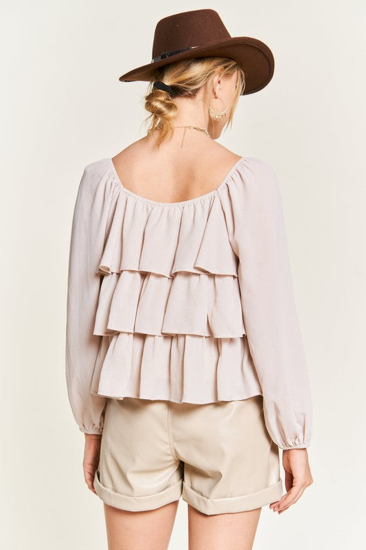 Plus Tiered Flounce Designed Blouse