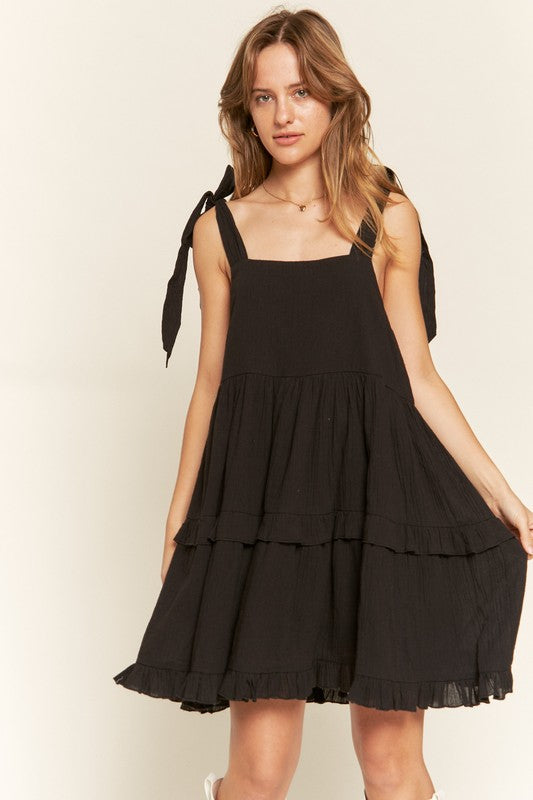 Plus Square Neck Ruffle Dress