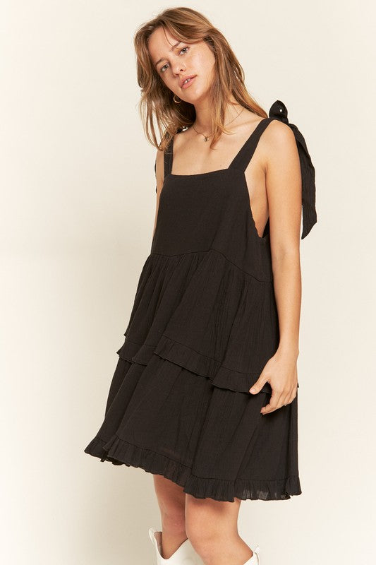 Plus Square Neck Ruffle Dress