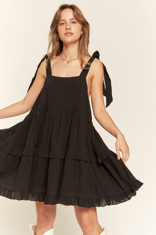 Plus Square Neck Ruffle Dress