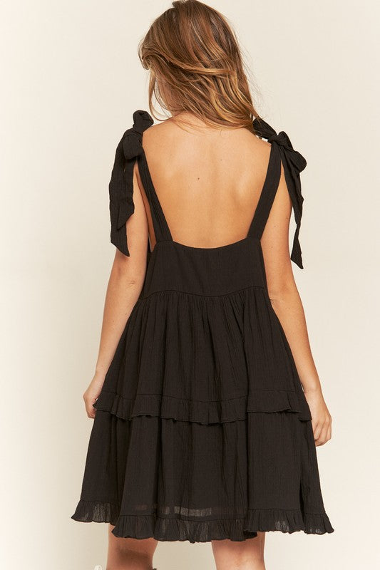 Plus Square Neck Ruffle Dress