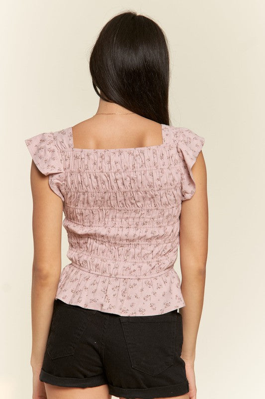 Plus Floral Print Ruffled Top