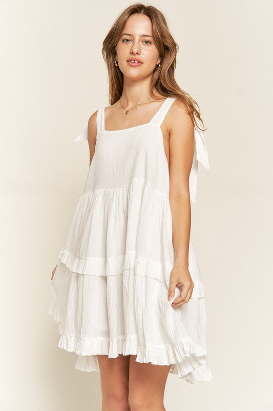 Plus Square Neck Ruffle Dress