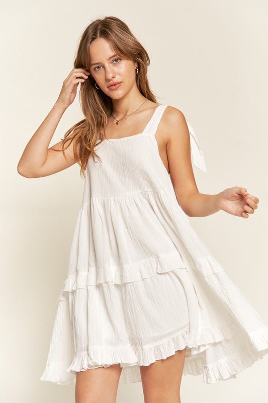 Plus Square Neck Ruffle Dress